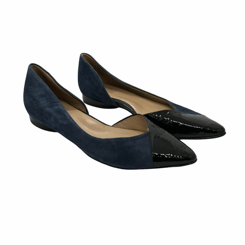 🤩 7.5M Women's comfort shoes Naturalizer Navy Black suede leather Slip On Flats - Picture 2 of 7